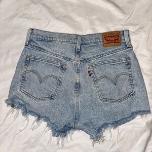 Levi's Light Blue Jean Shorts with High-Waisted Cut-Off Design